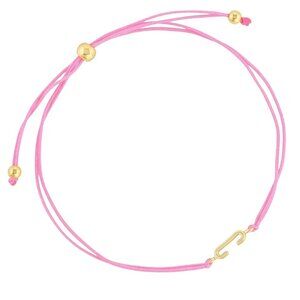Gorjana Initial Prism Bracelet Pink String “C” Gold Plated NWT